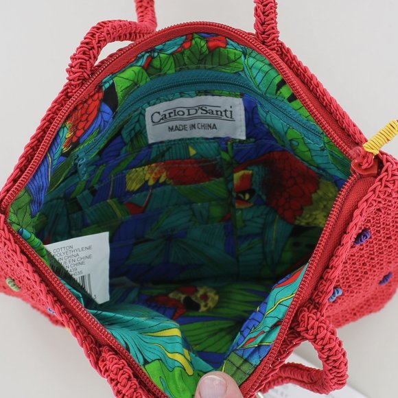 New Carlo D'Santi Hand Crochet Bag -Red with Multi - Picture 7 of 10